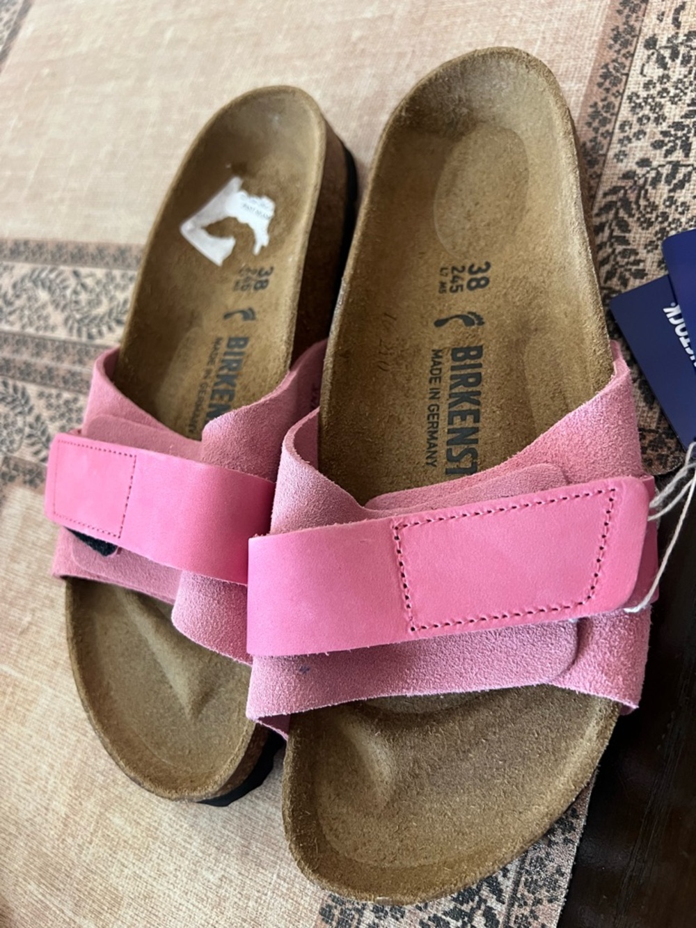 Birkenstock Pink Suede Two-Strap Sandals